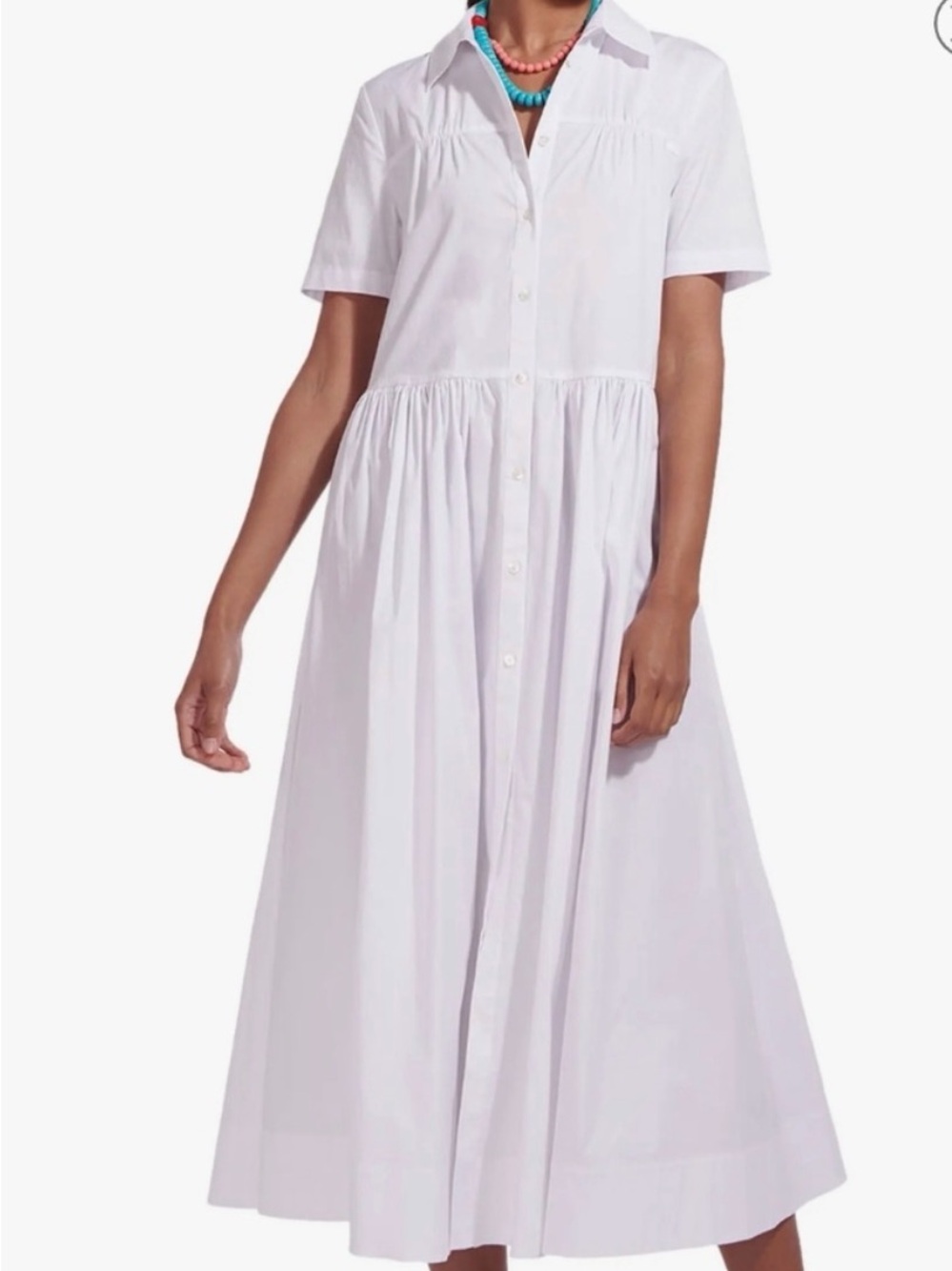 Staud Guilia White Button-Front Shirt Maxi Dress